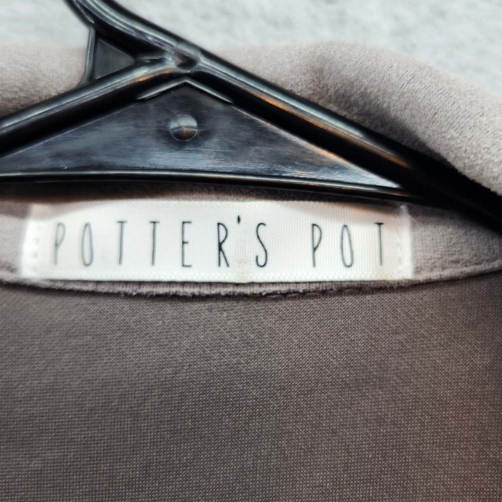 Potter's Pot Womens Open Front Coat Jacket, Drape Lightweight, Gray, Career - Picture 9 of 11